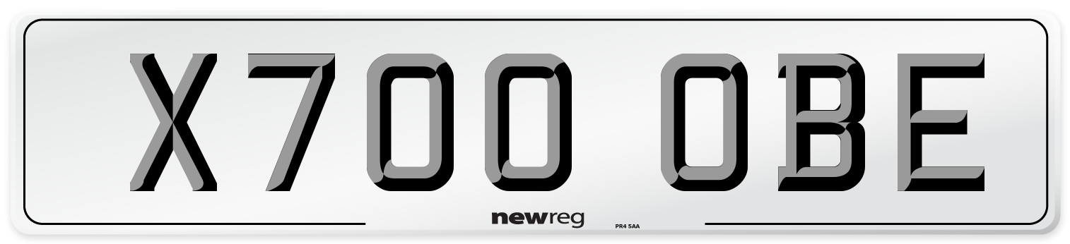 X700 OBE Number Plate from New Reg